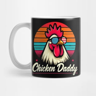 Vintage Chicken Daddy sunglasses usa flag : Funny Poultry Farmer Mens Fathers Day gift for dad Mug
